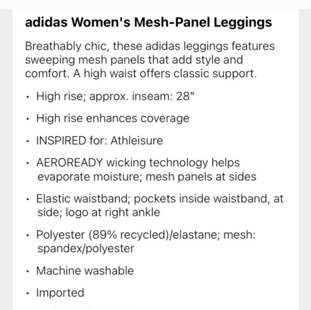 ADIDAS AeroReady Women's Black Mesh Panel Athletic Leggings Size XL - LIKE NEW!! - Picture 5 of 13
